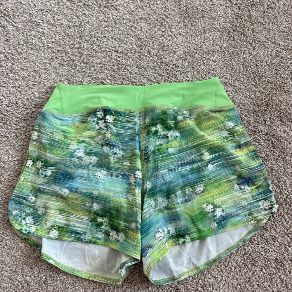 lululemon athletica Vibrant Green and Blue Athletic Shorts